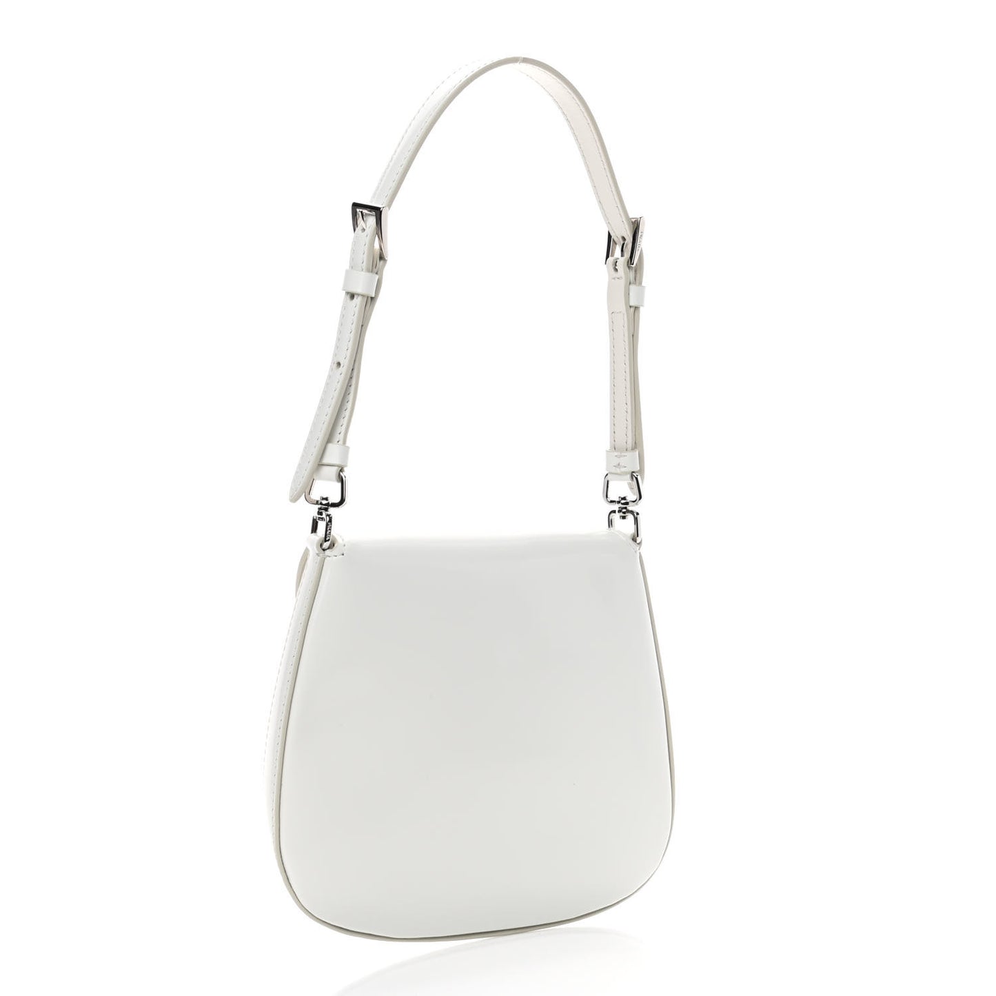 Spazzolato Mini Cleo Flap Adjustable Strap Shoulder Bag White