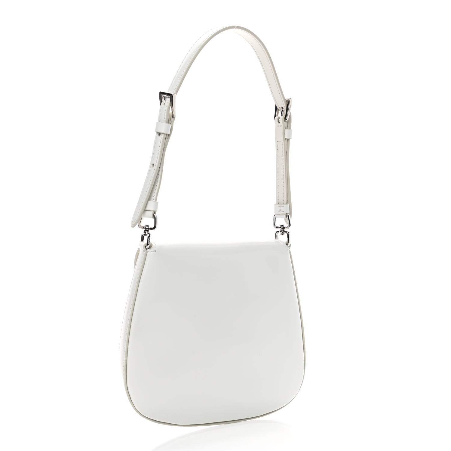 Prada Spazzolato Mini Cleo Flap Adjustable Strap Shoulder Bag White 2 of 4