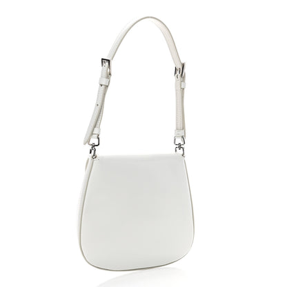 Prada Spazzolato Mini Cleo Flap Adjustable Strap Shoulder Bag White 2 of 4