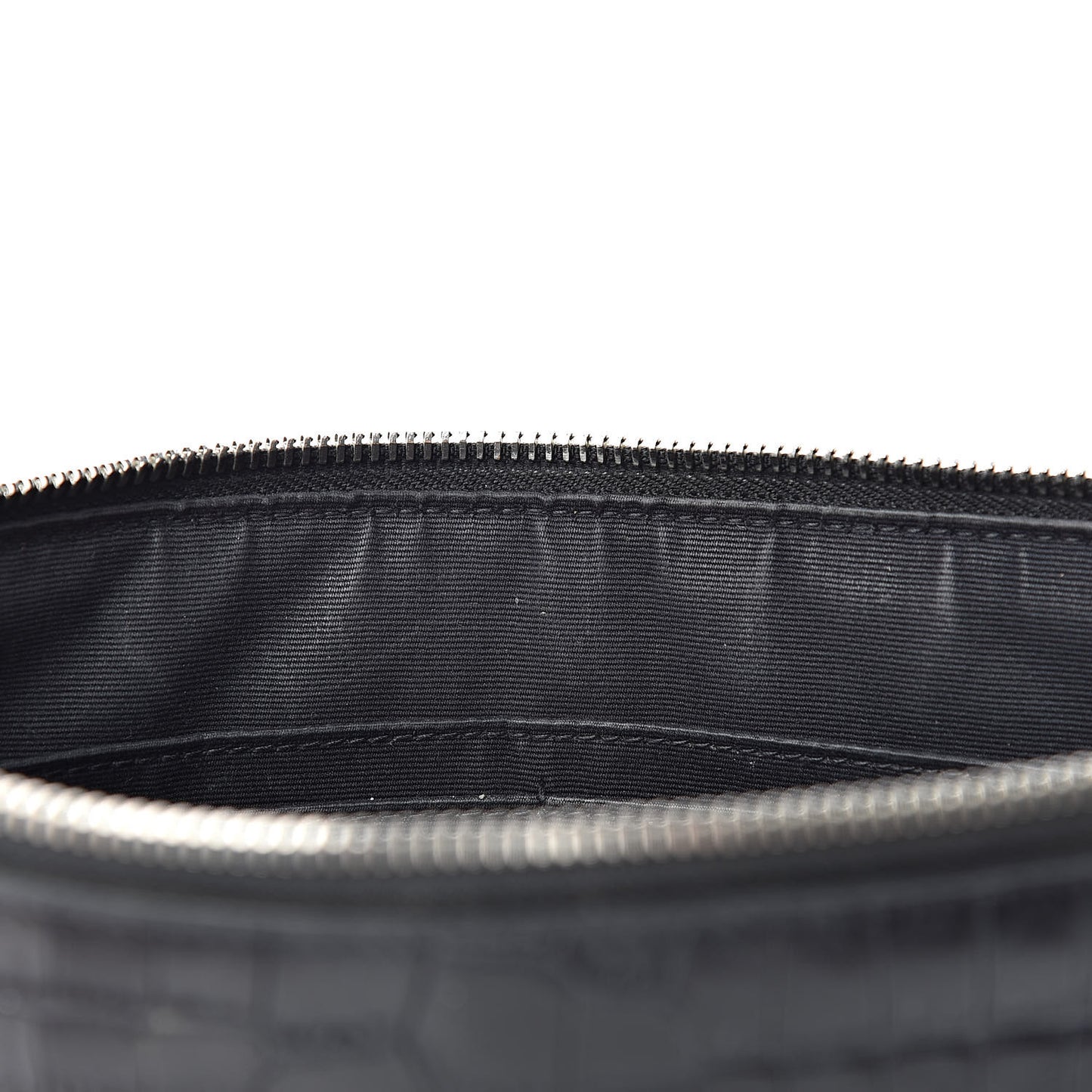 Calfskin Crocodile Embossed Sac De Jour Carryall Pouch Black