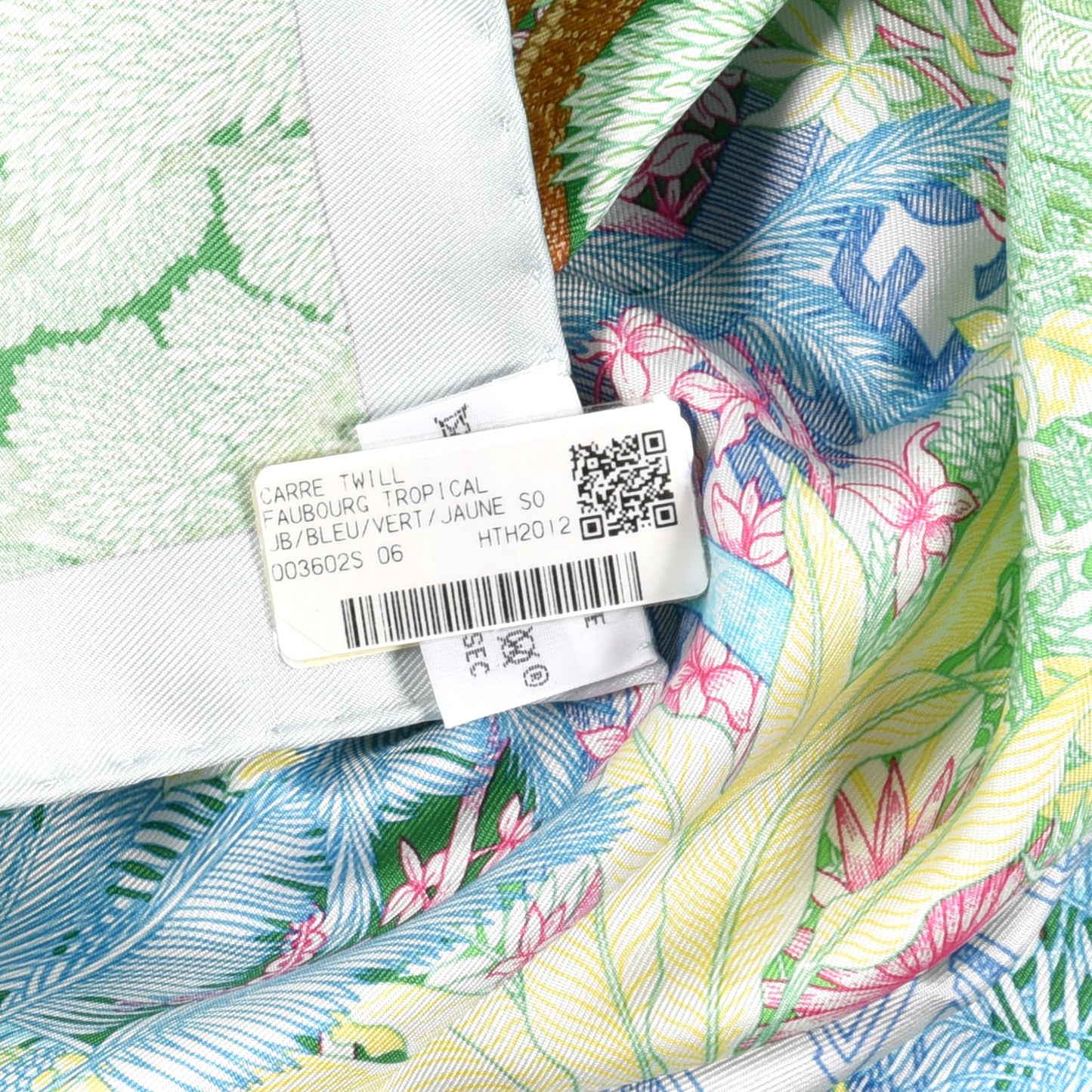 Silk Twill Faubourg Tropical Scarf 90 Bleu Vert Jaune