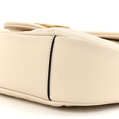 Gucci Calfskin Matelasse Mini GG Marmont Shoulder Bag White 9 of 11