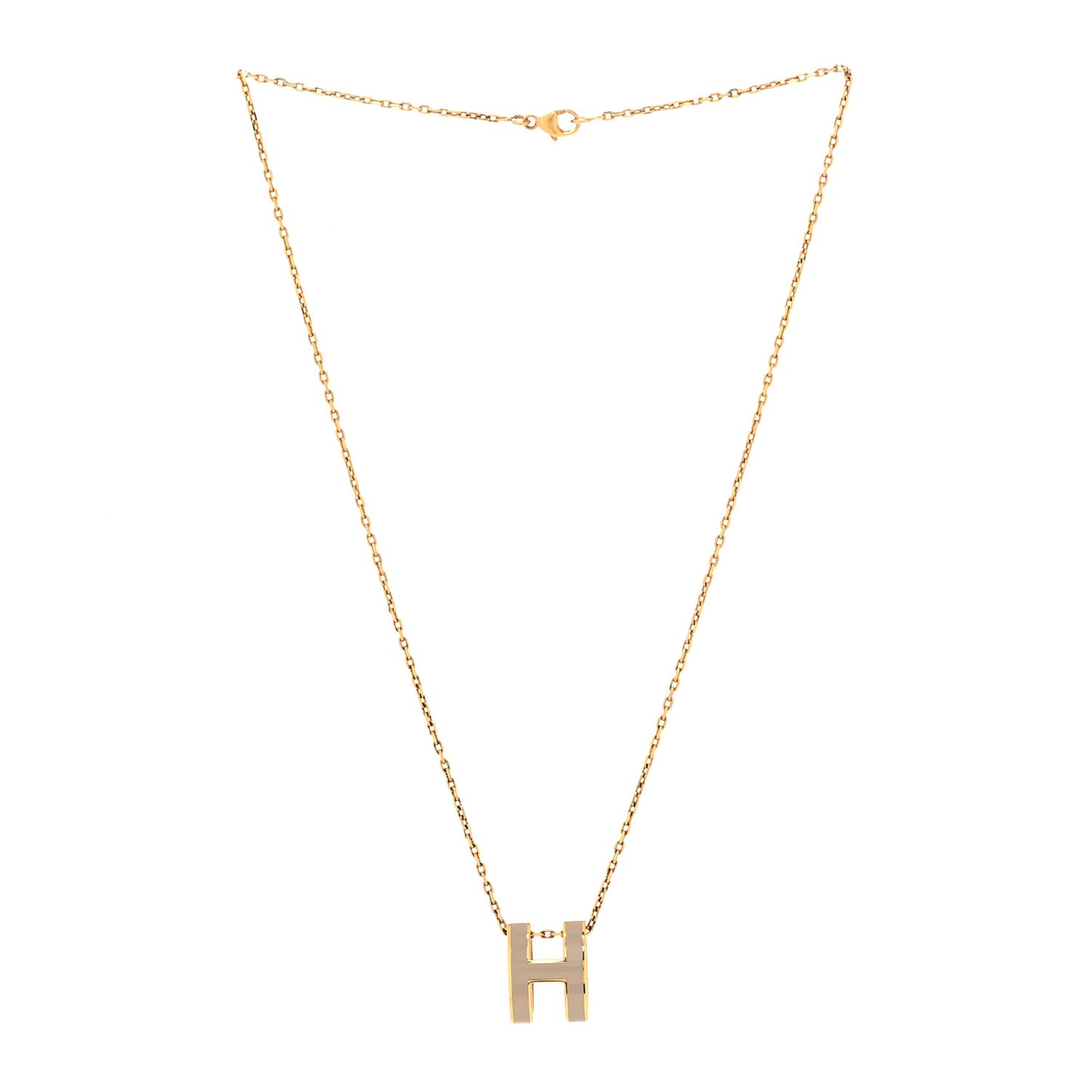 Lacquered Gold Pop H Pendant Necklace Marron Glace