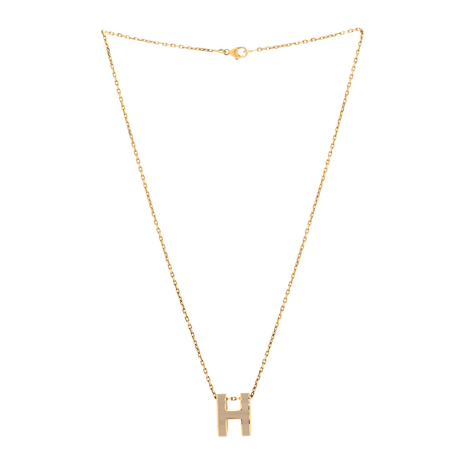 Hermes Lacquered Gold Pop H Pendant Necklace Marron Glace 3 of 5