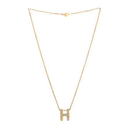 Hermes Lacquered Gold Pop H Pendant Necklace Marron Glace 3 of 5