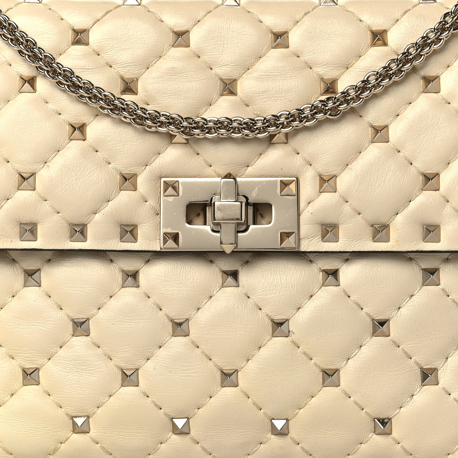 Valentino Garavani Nappa Medium Rockstud Spike Shoulder Bag Light Ivory 7 of 10
