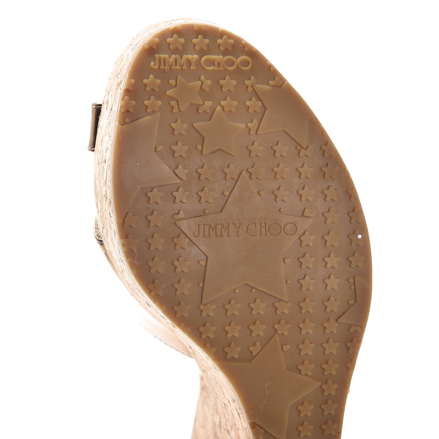 Metallic Patent Calfskin Perfume Cork Wedge Sandals 39.5 Gold