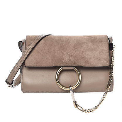 Chloe Suede Calfskin Small Faye Shoulder Bag Motty Grey 1 of 11