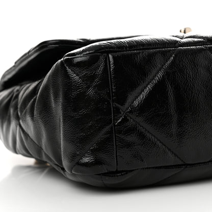 Chanel Shiny Crumpled Calfskin Quilted Large Chanel 19 Flap Black 9 of 11