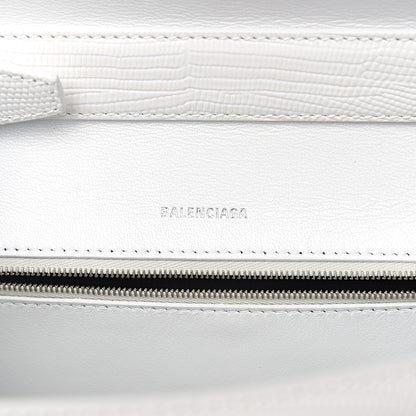 Balenciaga Patent Calfskin Lizard Embossed Medium Ghost Shoulder Bag Optic White 5 of 8