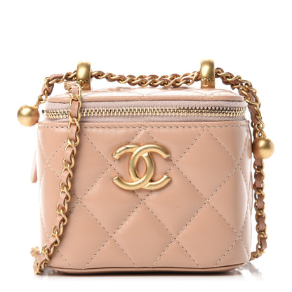 Chanel Calfskin Quilted Mini Perfect Fit Vanity Case With Chain Beige 1 of 11