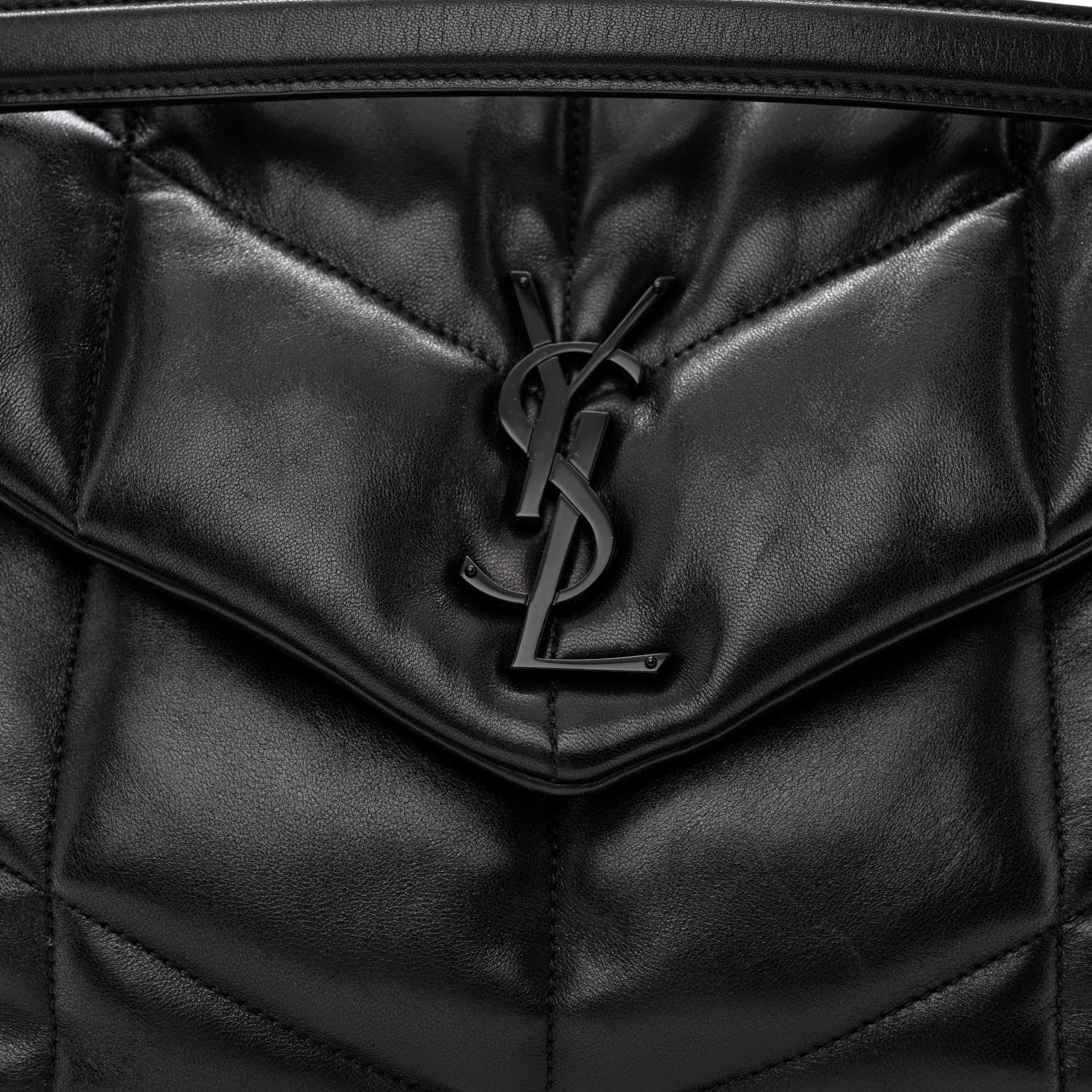 Saint Laurent Lambskin Quilted Monogram Monochrome Medium Loulou Puffer Chain Satchel Black 8 of 10
