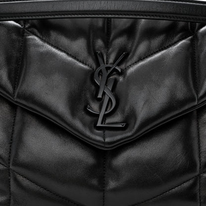 Saint Laurent Lambskin Quilted Monogram Monochrome Medium Loulou Puffer Chain Satchel Black 8 of 10