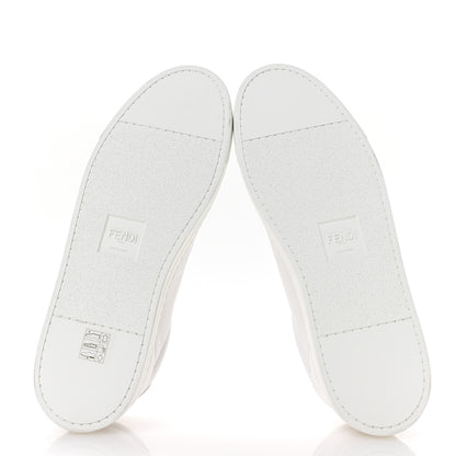Fendi Vitello Karligraphy Embossed Low Top Sneakers 38.5 White 6 of 8
