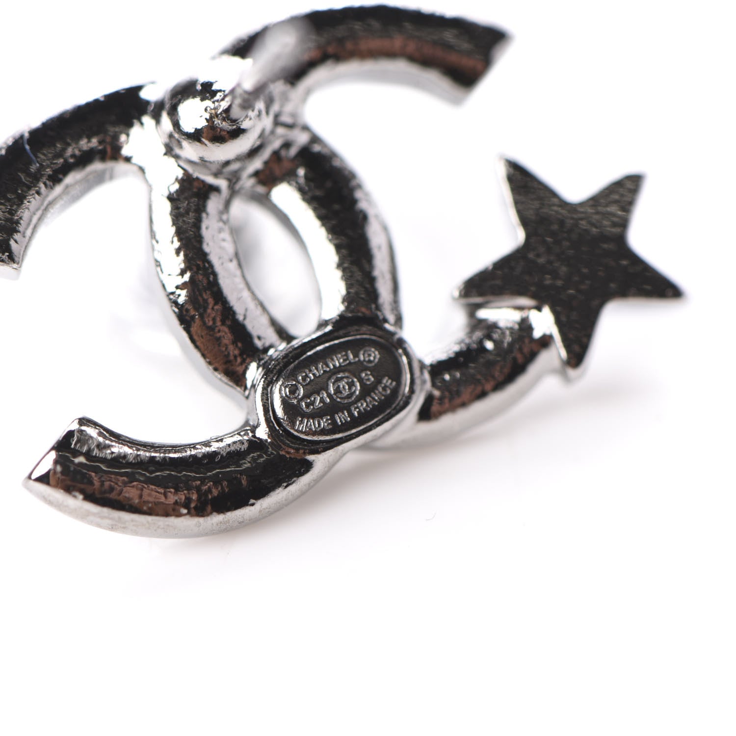 Chanel Crystal CC Starfall Earrings Silver 4 of 5