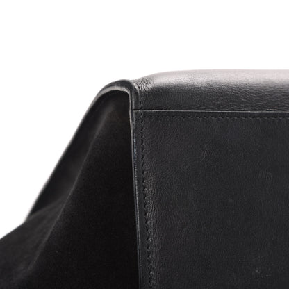Celine Crocodile Embossed Calfskin Suede Medium Trapeze Black 10 of 15