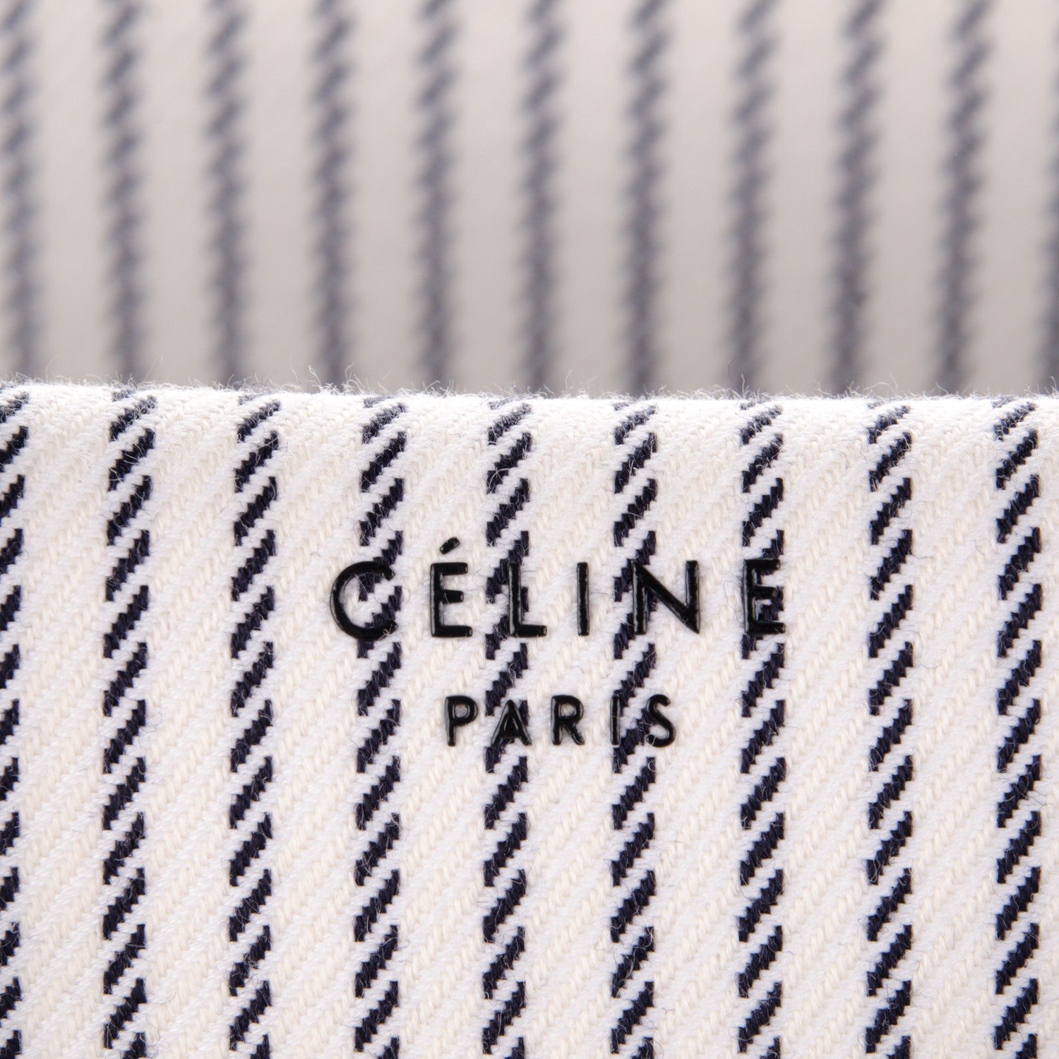 Celine Cotton Canvas Striped Medium Phantom Luggage White Navy 6 of 8