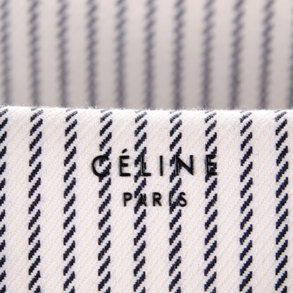 Celine Cotton Canvas Striped Medium Phantom Luggage White Navy 6 of 8