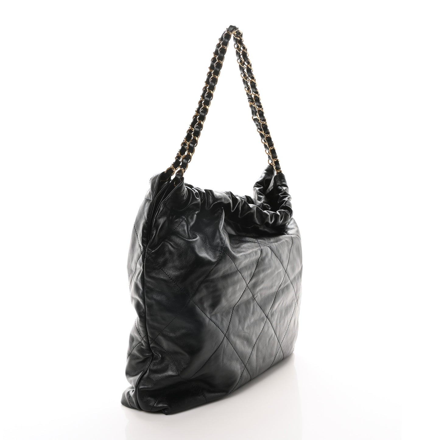 Shiny Calfskin Quilted Chanel 22 Black