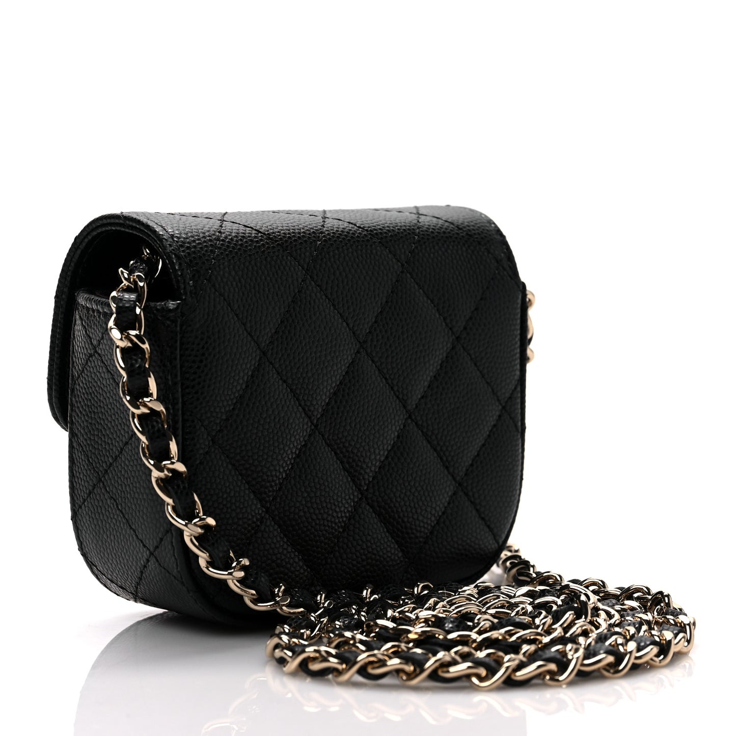 Caviar Quilted Mini Clutch With Chain Black