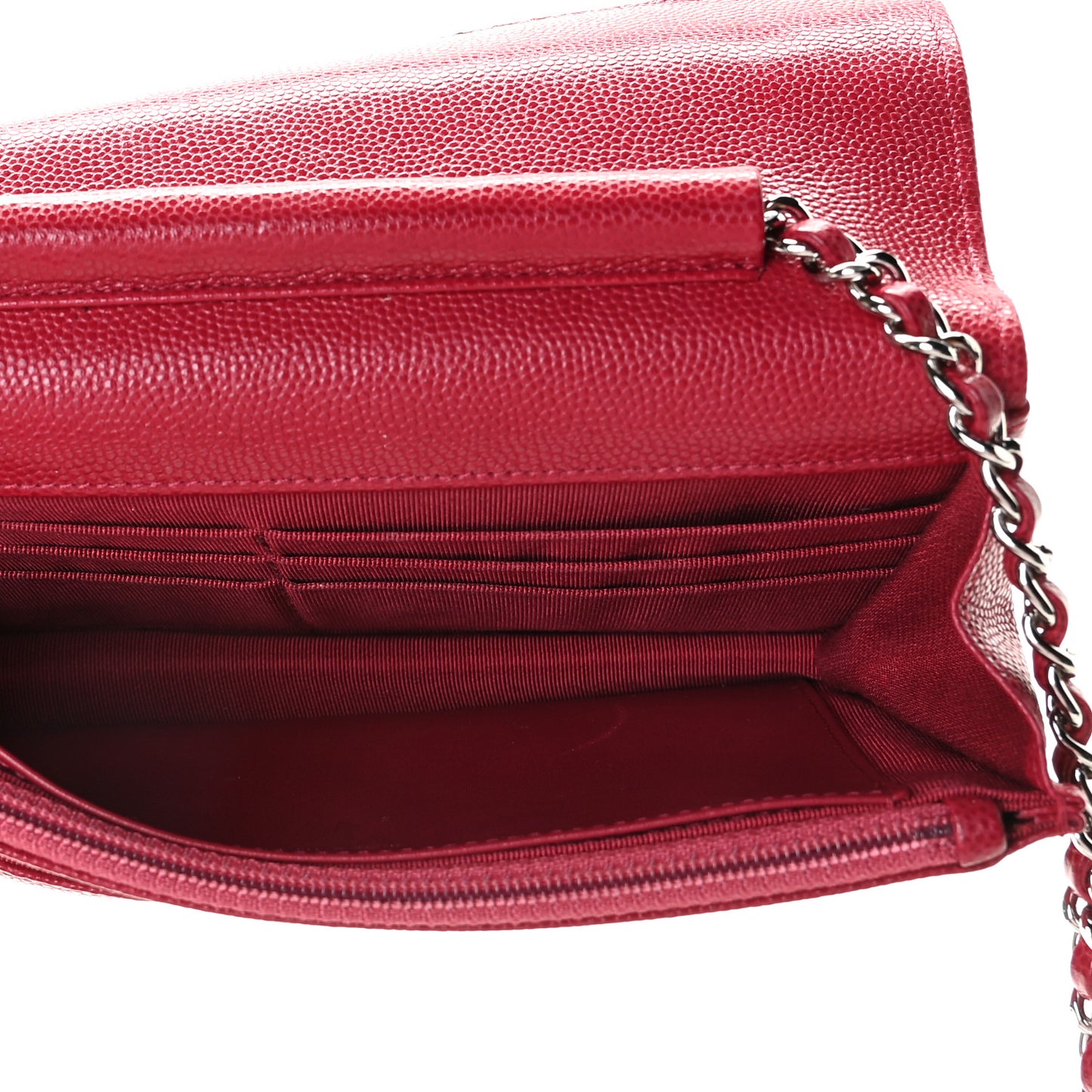 Caviar Quilted Wallet On Chain WOC Dark Red
