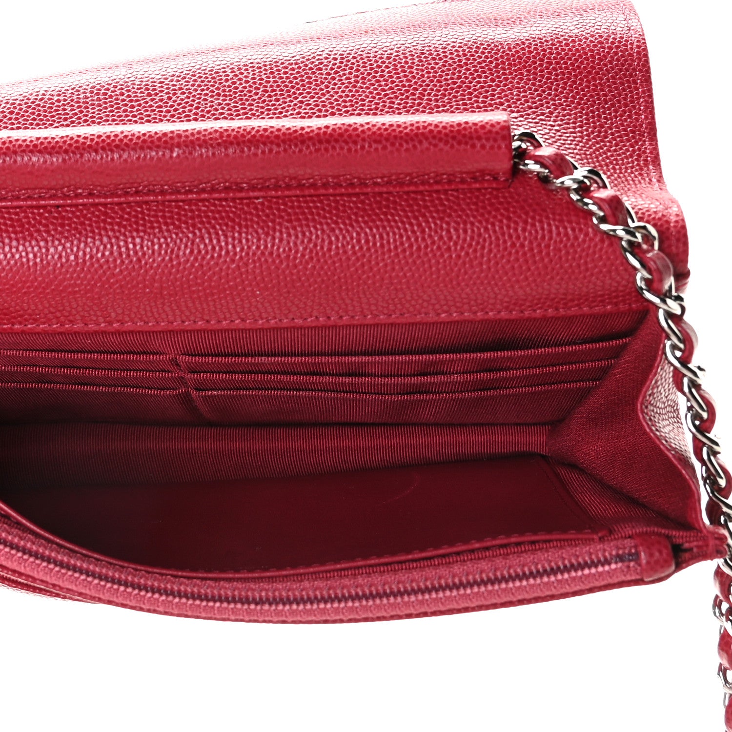 Chanel Caviar Quilted Wallet On Chain WOC Dark Red 8 of 8