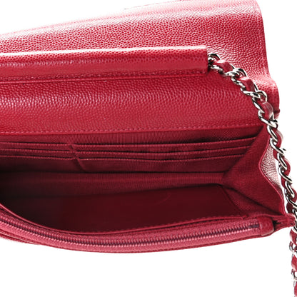 Chanel Caviar Quilted Wallet On Chain WOC Dark Red 8 of 8