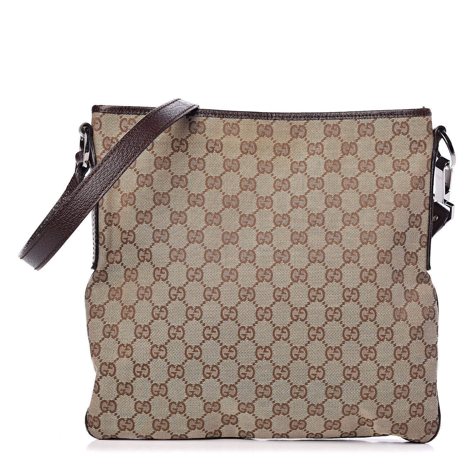 Gucci GG Supreme Monogram Medium Flat Messenger Bag Dark Brown 1 of 15