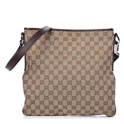 Gucci GG Supreme Monogram Medium Flat Messenger Bag Dark Brown 1 of 15