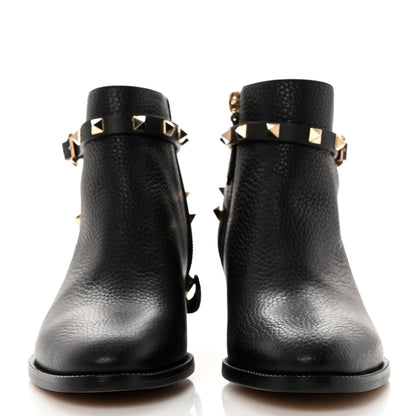 Valentino Garavani Grained Calfskin Rockstud Single Buckle 35mm Cowboy Ankle Boots 36.5 Black 2 of 11
