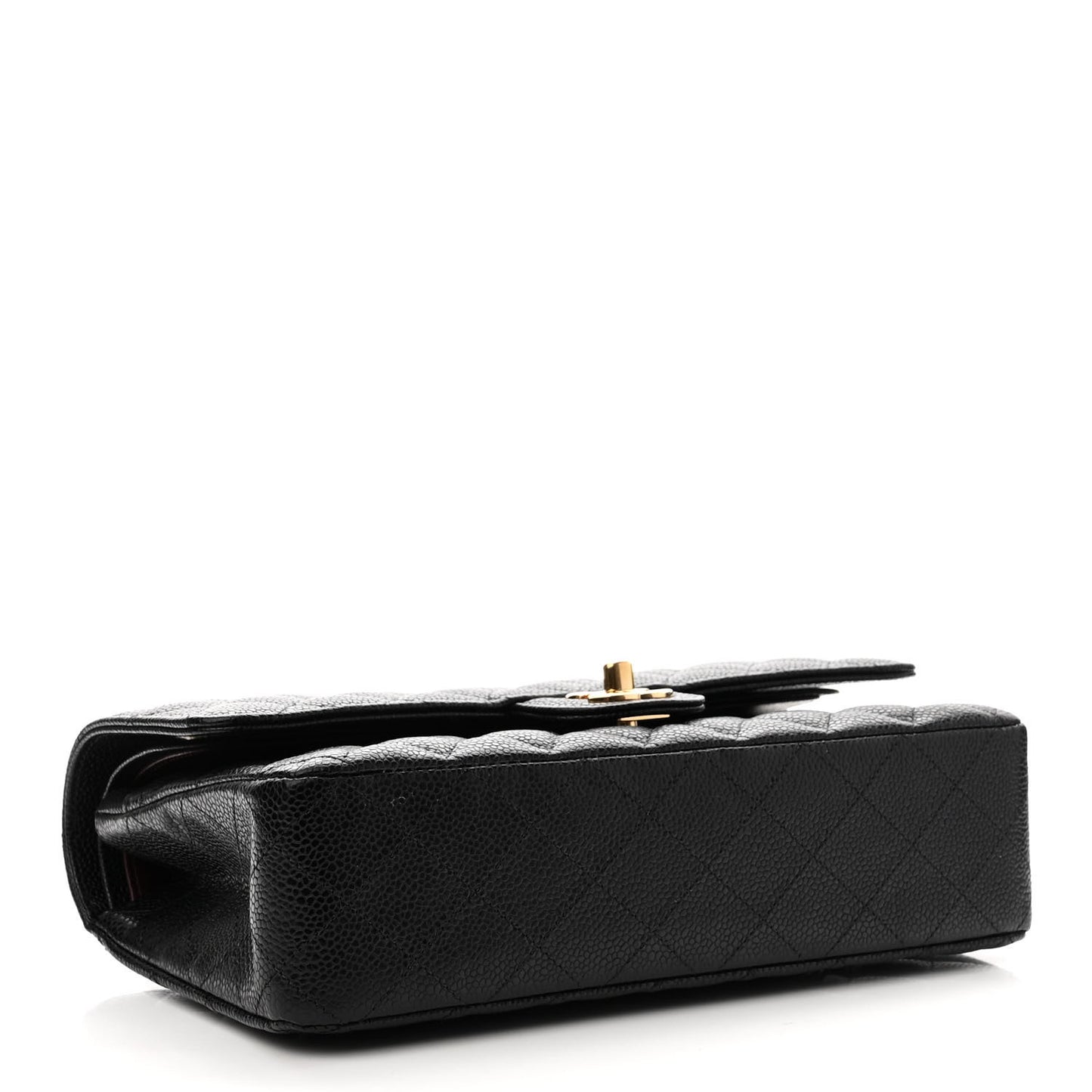 Caviar Quilted Medium Double Flap Black