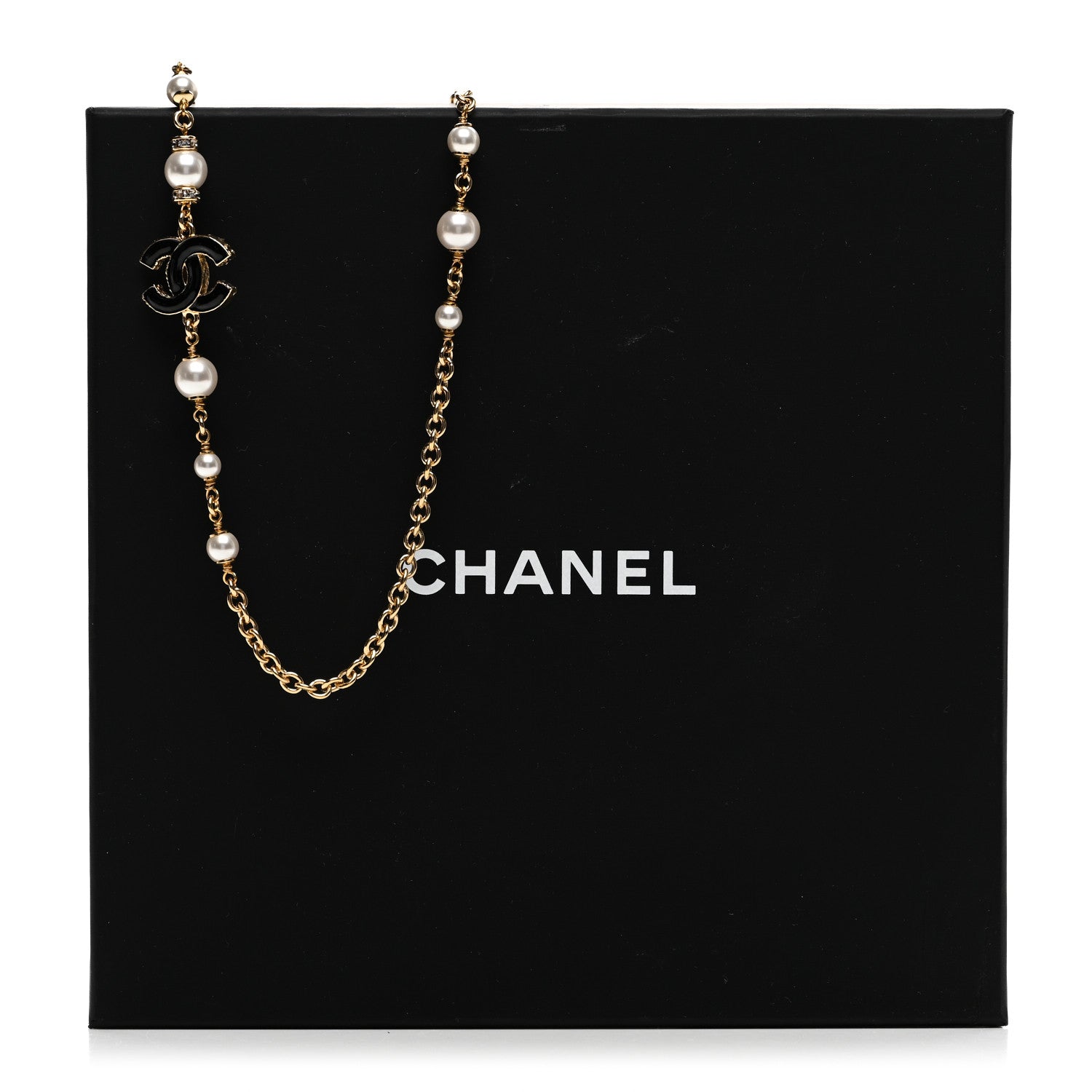 Chanel Pearl Bead Enamel CC Short Necklace Gold Black 6 of 6