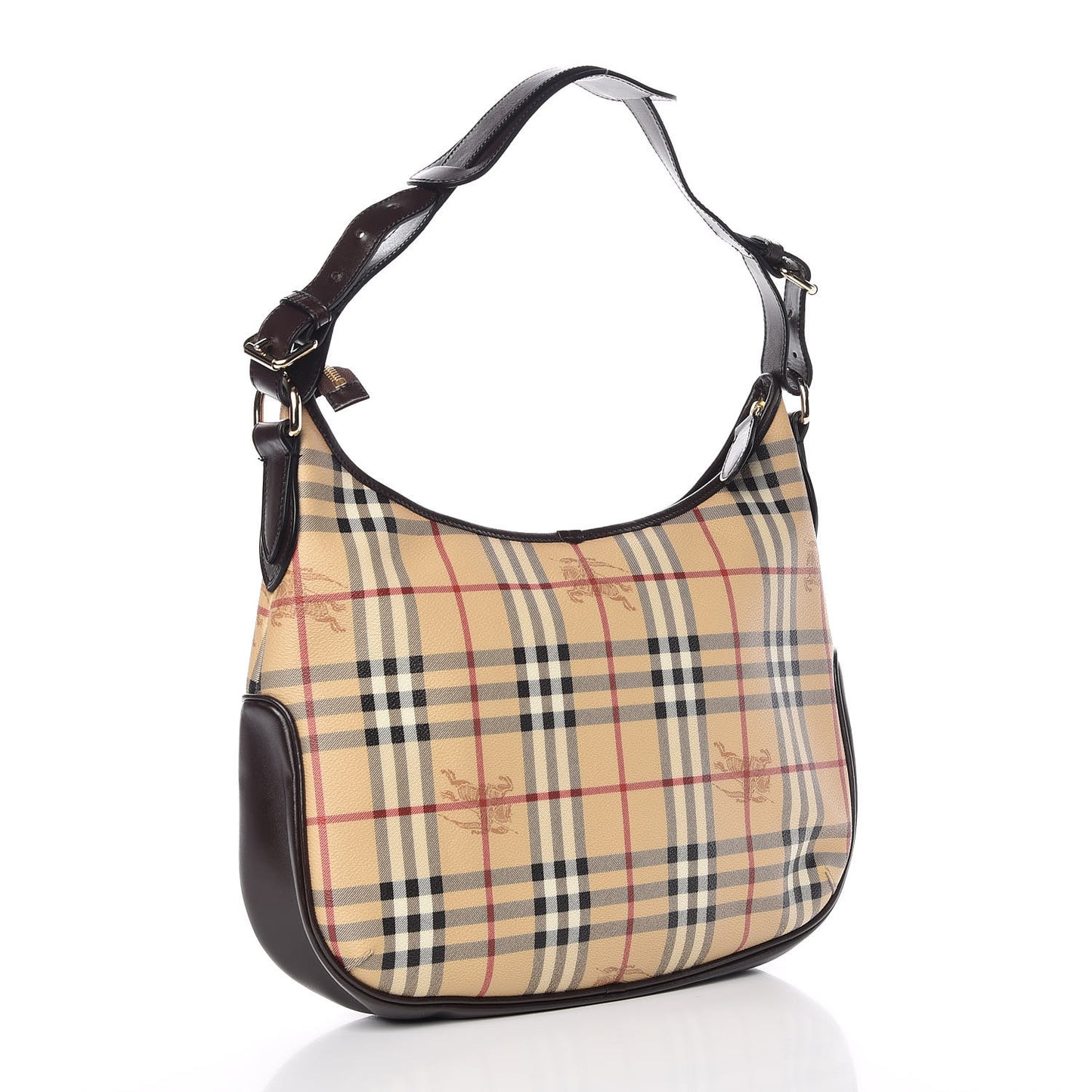 Haymarket Check Buckle Shoulder Bag Dark Brown