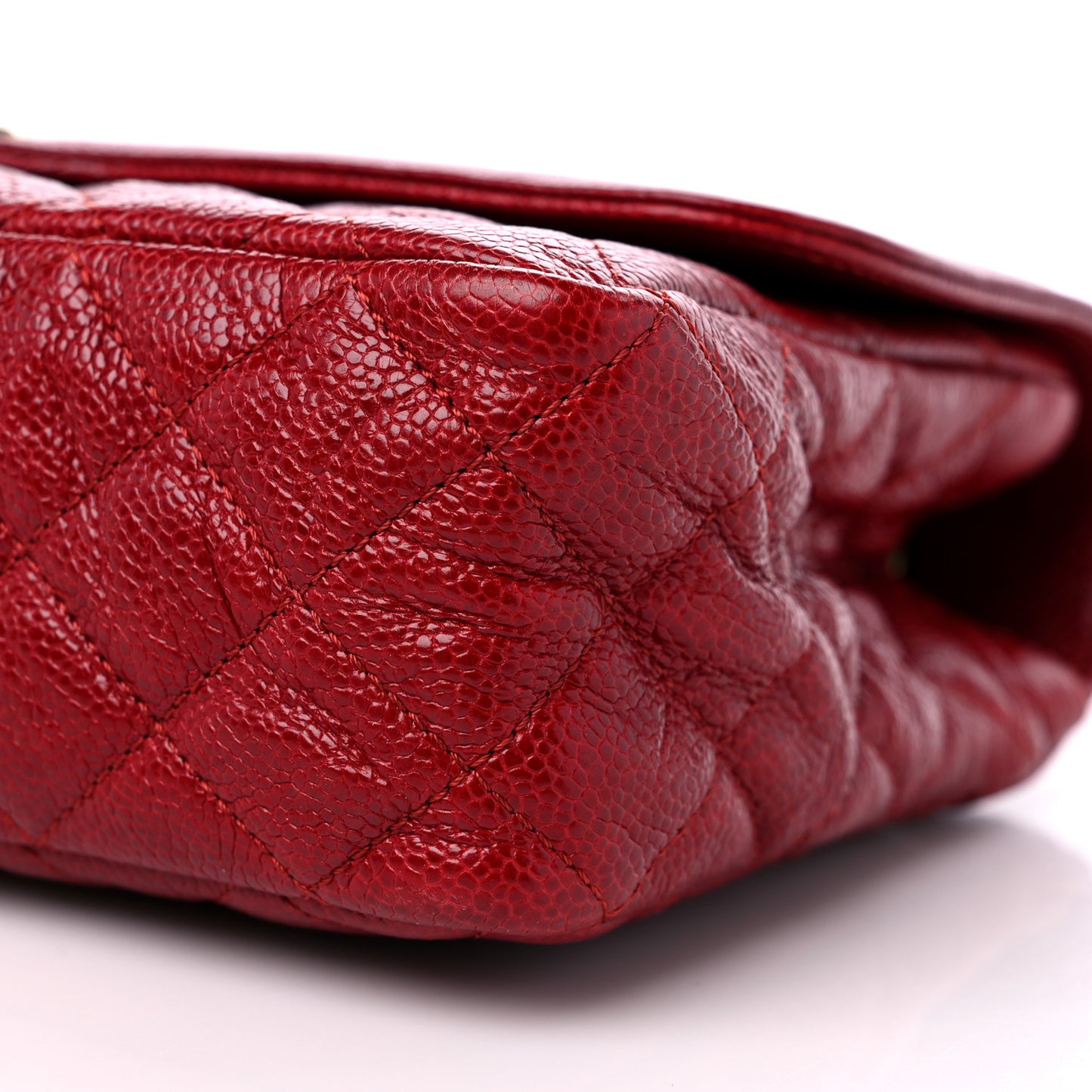 Crumpled Grained Calfskin Quilted Large Two Tone Flap Bag Red