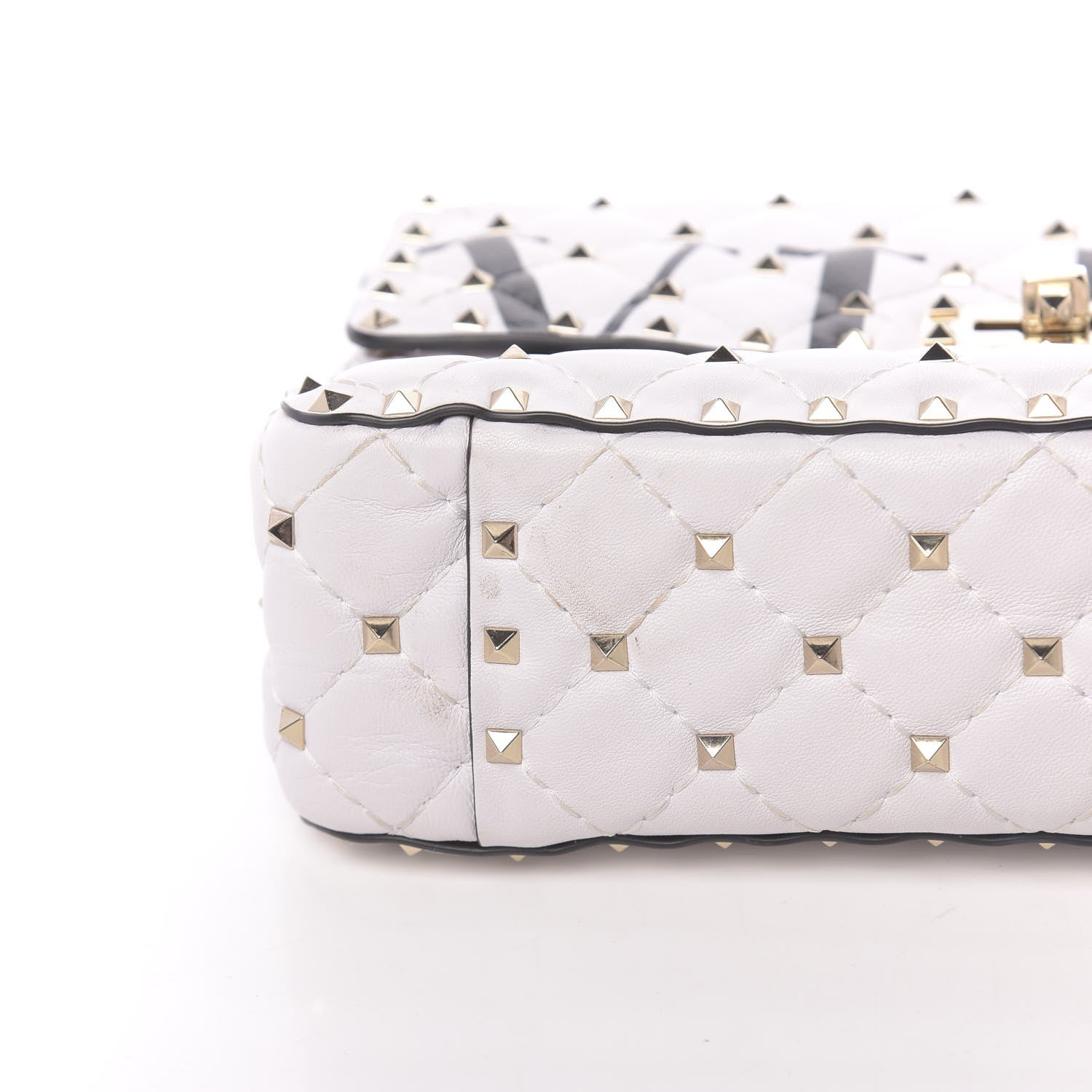 Valentino Garavani Lambskin VLTN Print Medium Rockstud Spike Shoulder Bag Optic White Black 8 of 13
