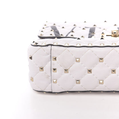 Valentino Garavani Lambskin VLTN Print Medium Rockstud Spike Shoulder Bag Optic White Black 8 of 13