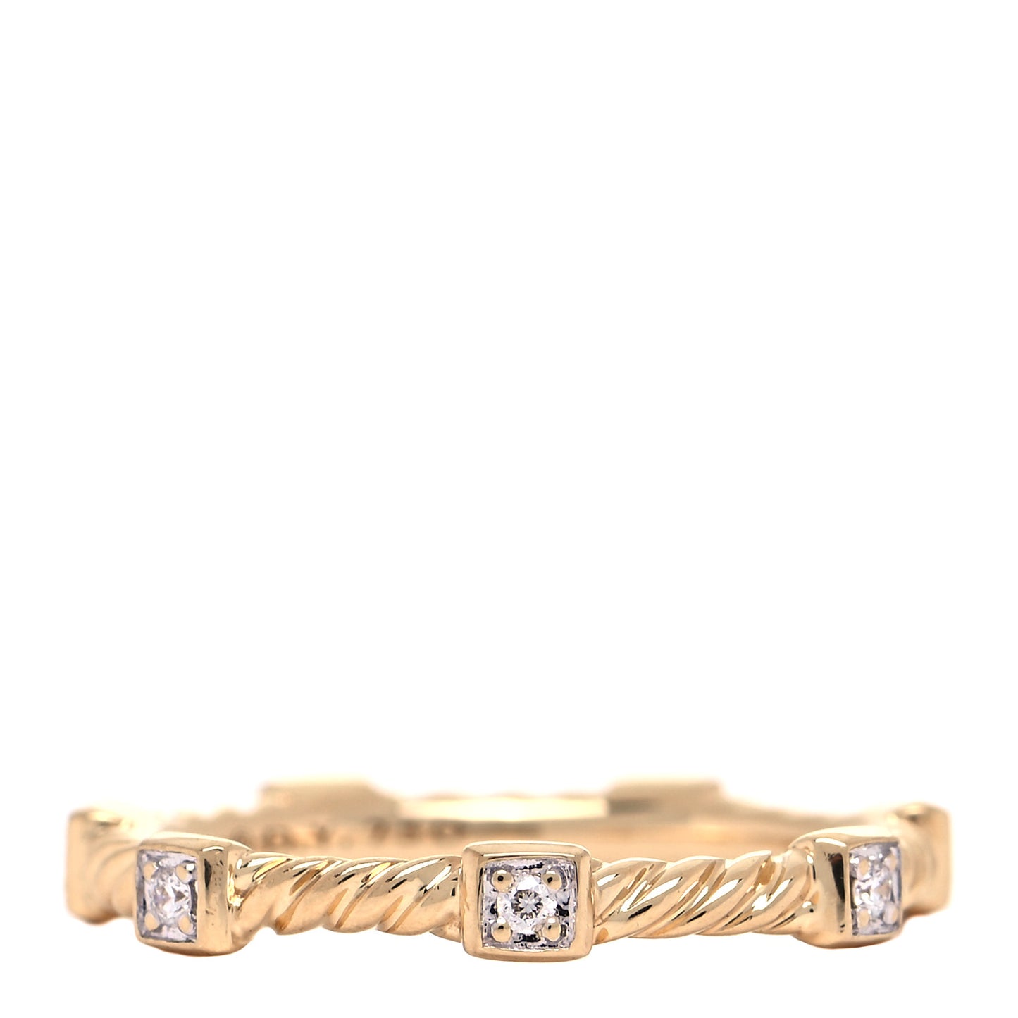 18K Yellow Gold Diamond Cable Collectibles Ring 49 5