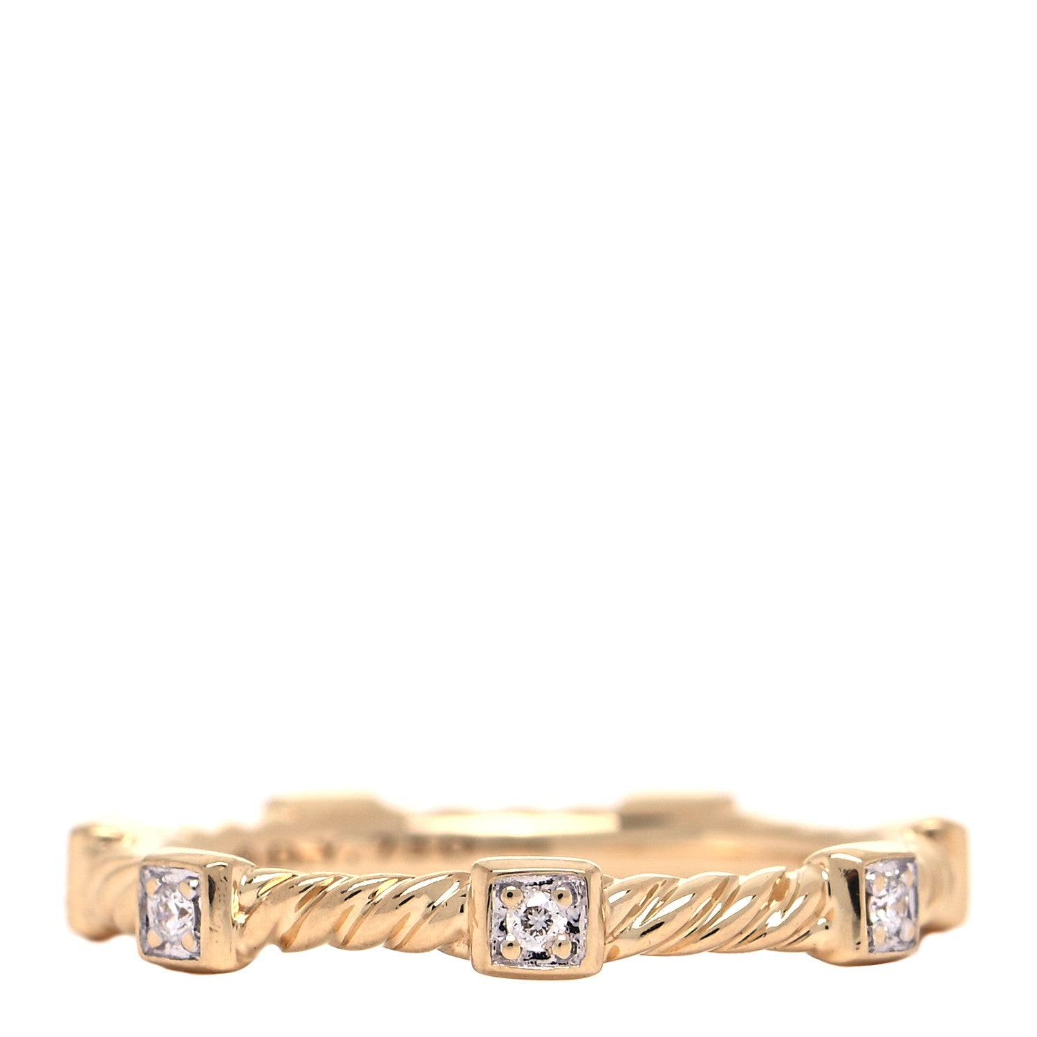 David Yurman 18K Yellow Gold Diamond Cable Collectibles Ring 49 5 1 of 4