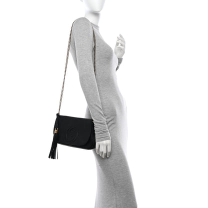 Gucci Pebbled Calfskin Medium Soho Flap Crossbody Black 2 of 11