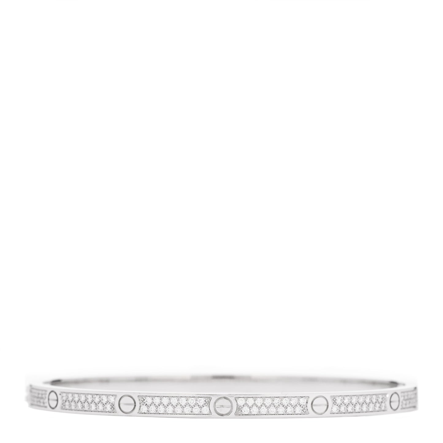 18K White Gold Diamond Small LOVE Paved Bracelet 17