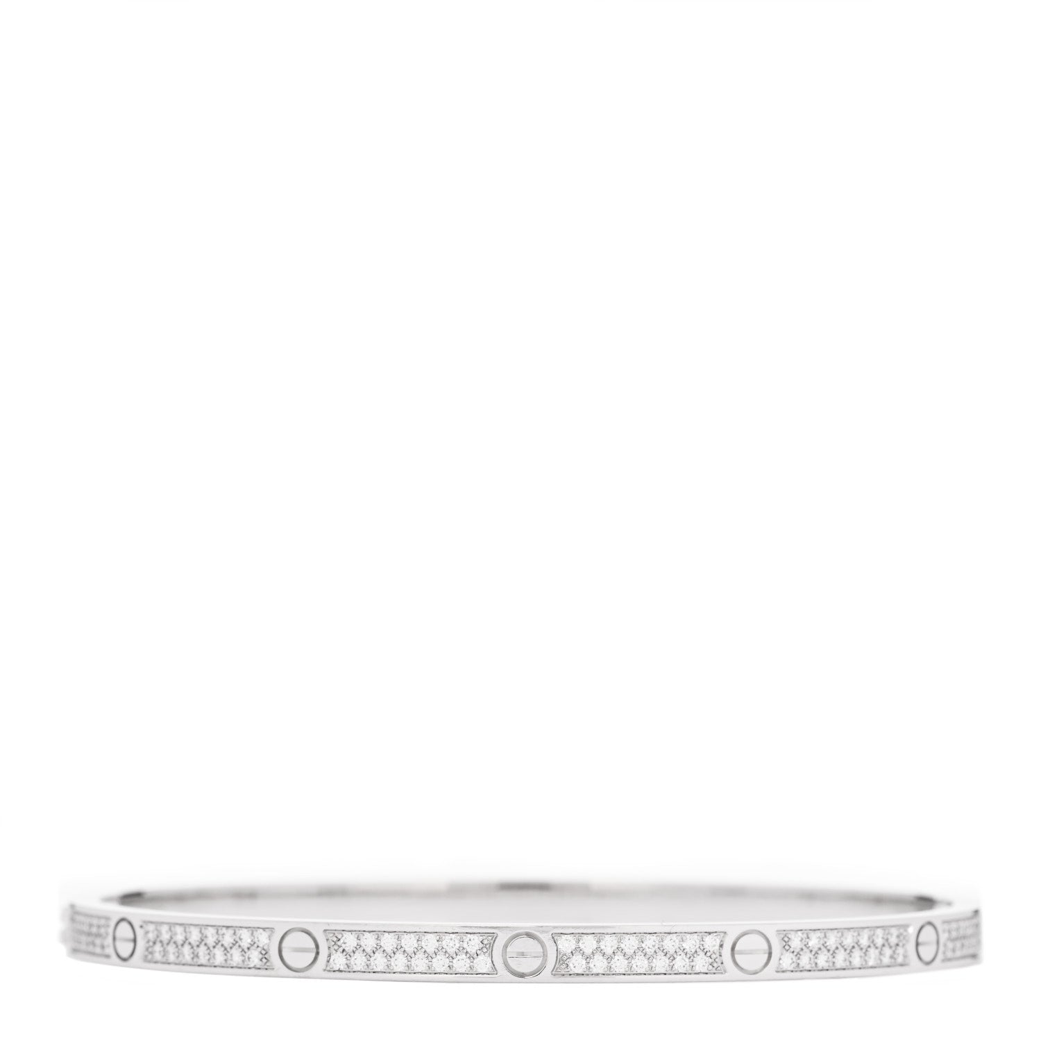 Cartier 18K White Gold Diamond Small LOVE Paved Bracelet 17 2 of 8