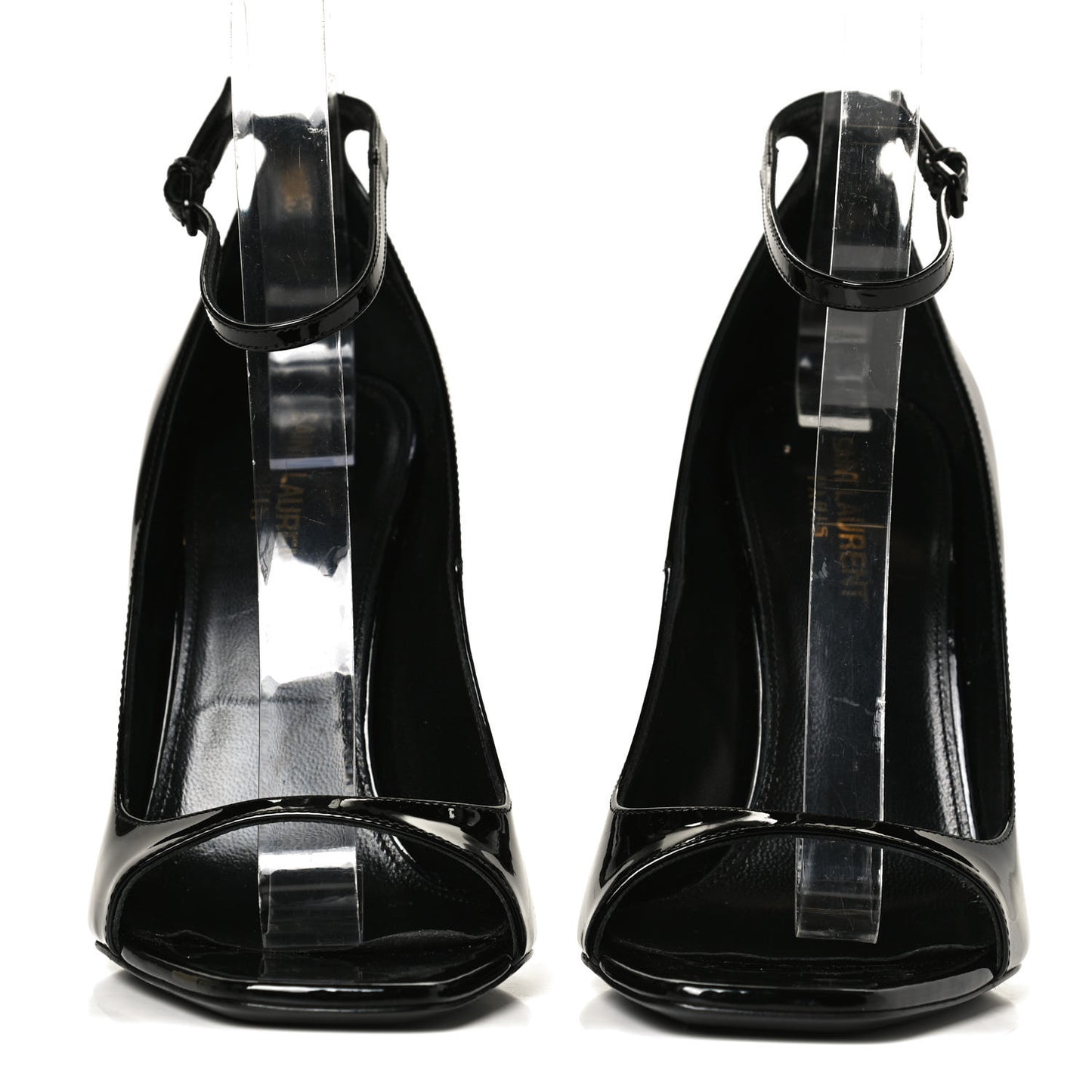 Patent Calfskin Opyum Ankle Strap Sandals 39 Black
