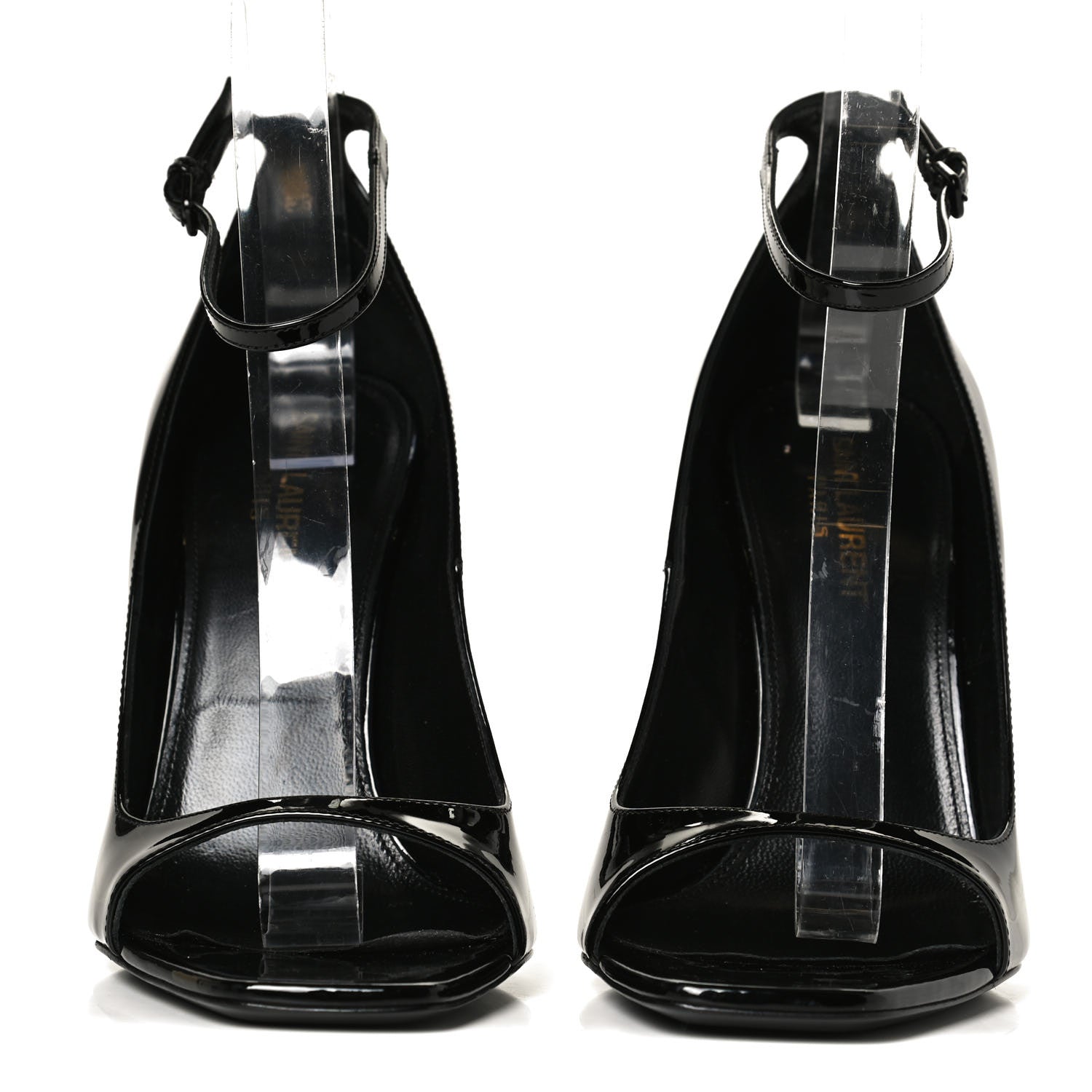 Saint Laurent Patent Calfskin Opyum Ankle Strap Sandals 39 Black 2 of 11