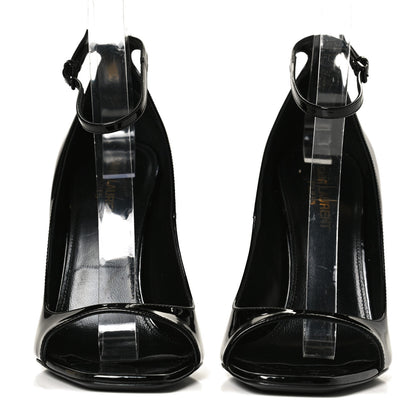 Saint Laurent Patent Calfskin Opyum Ankle Strap Sandals 39 Black 2 of 11