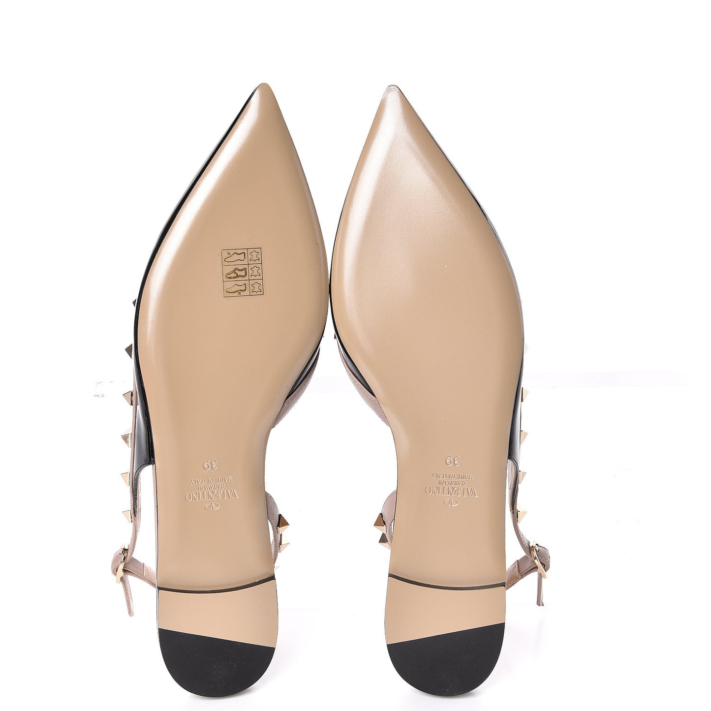 Patent Rockstud Slingback Flats 39 Black Poudre