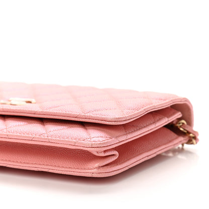 Chanel Iridescent Caviar Quilted Wallet on Chain WOC Rose Pink 11 of 12