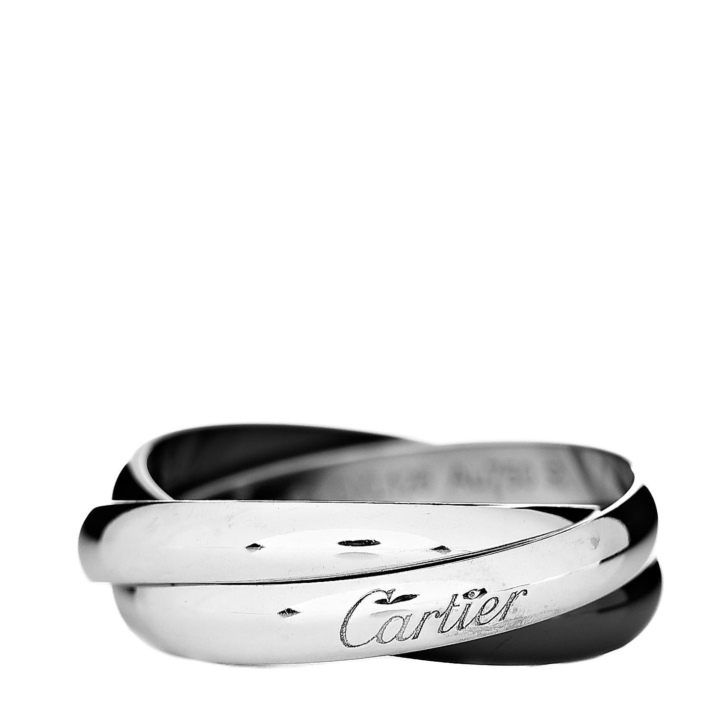 18K White Gold Black Ceramic Trinity Ring 64 10.75