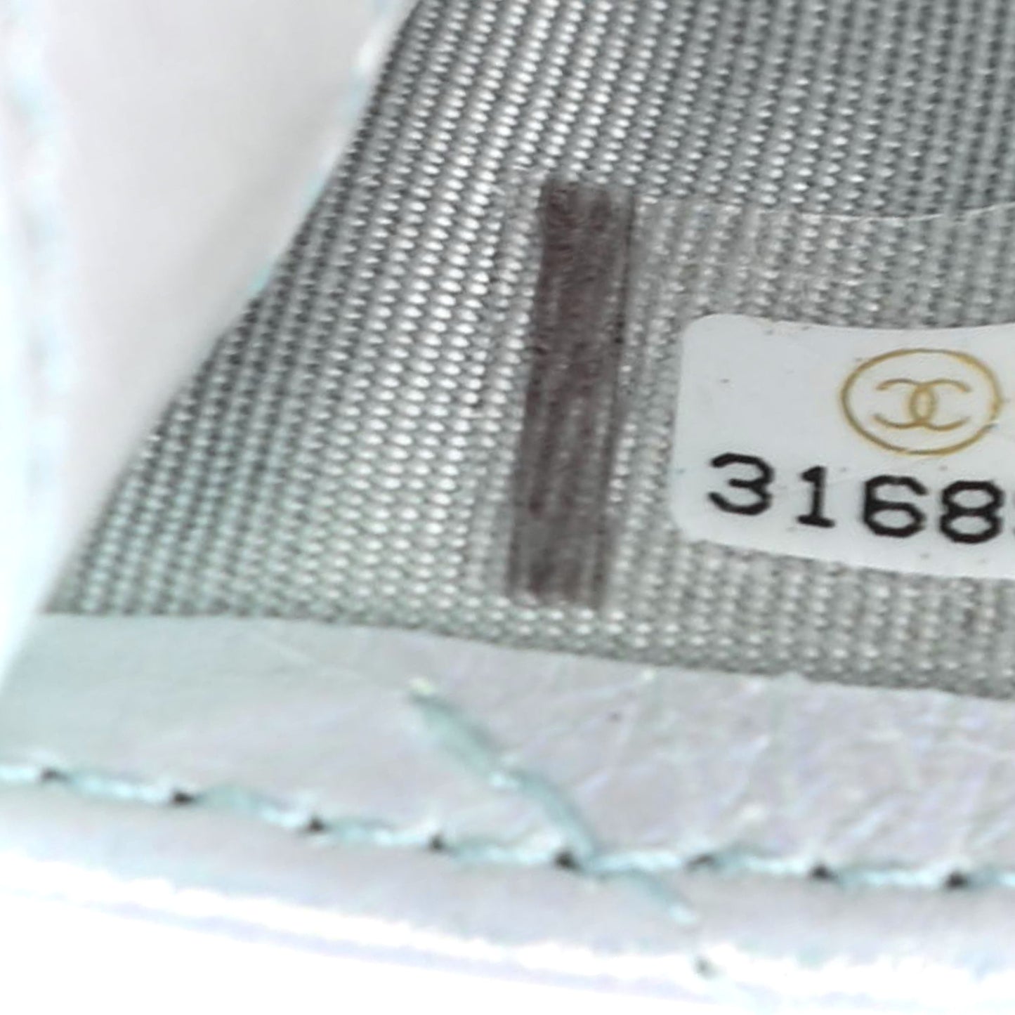 Iridescent Calfskin Quilted Card Holder Light Blue