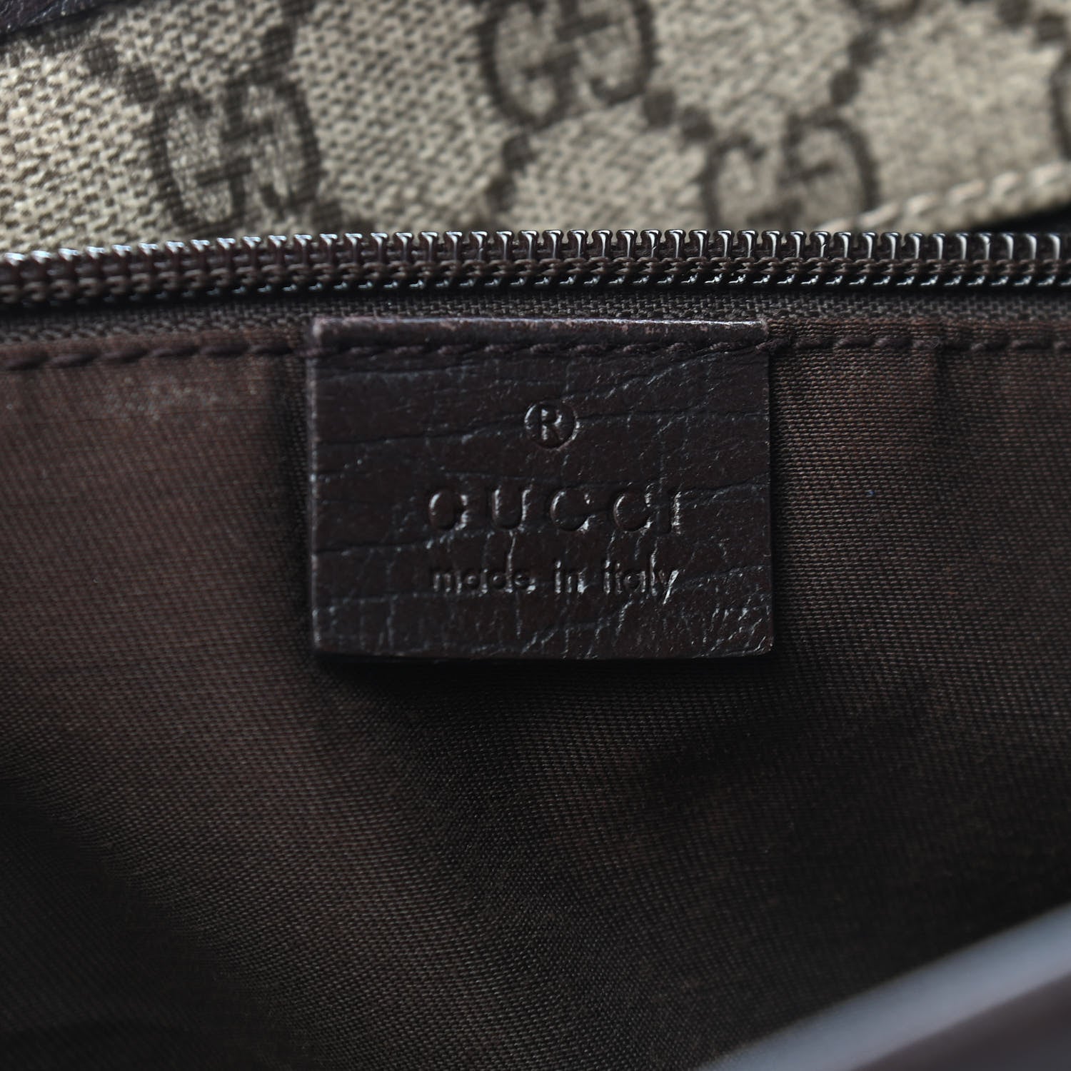 Gucci GG Supreme Monogram Medium Zippered Shopping Tote Dark Brown 6 of 11