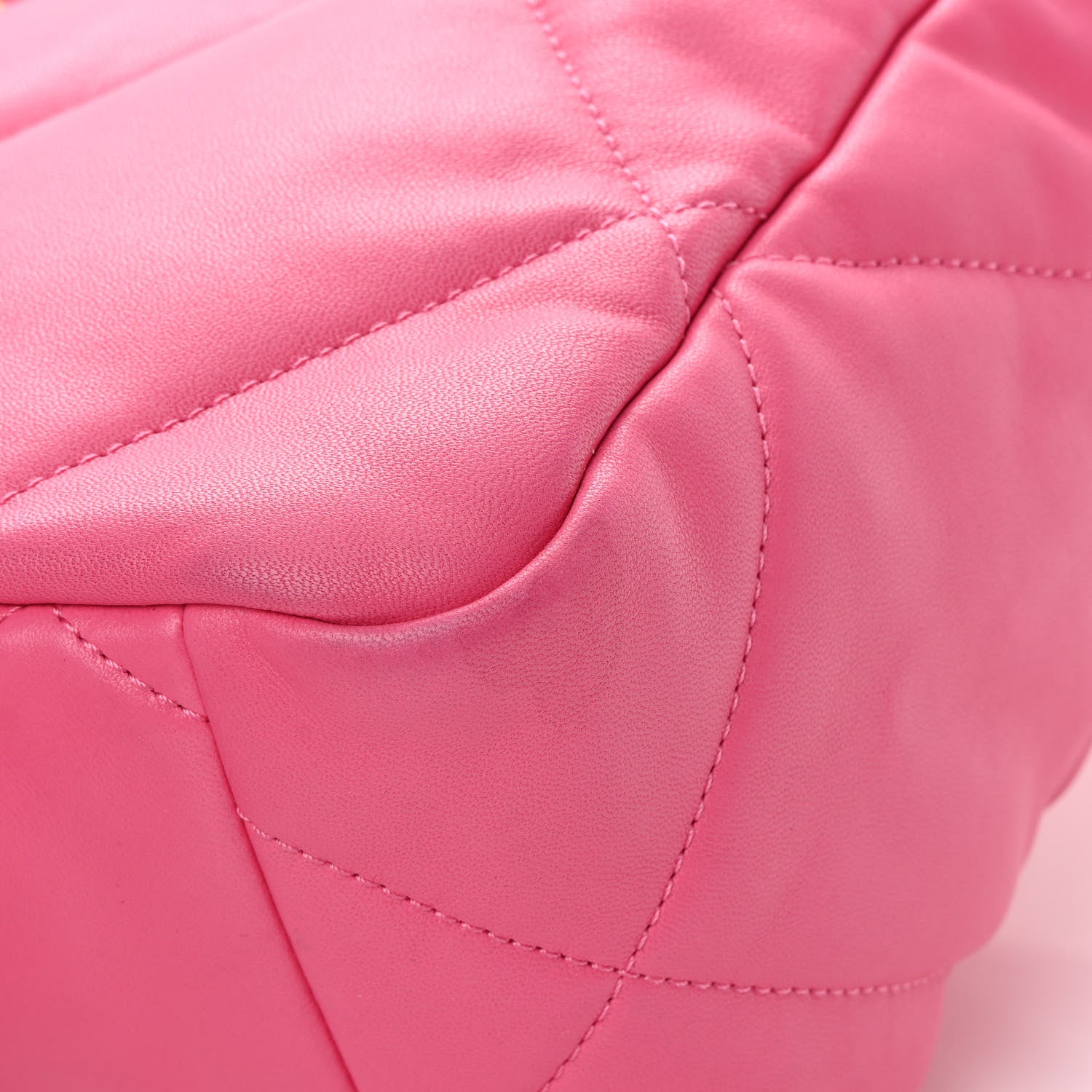 Chanel Lambskin Quilted Chanel 19 East West Shopping Bag Dark Pink 11 of 12